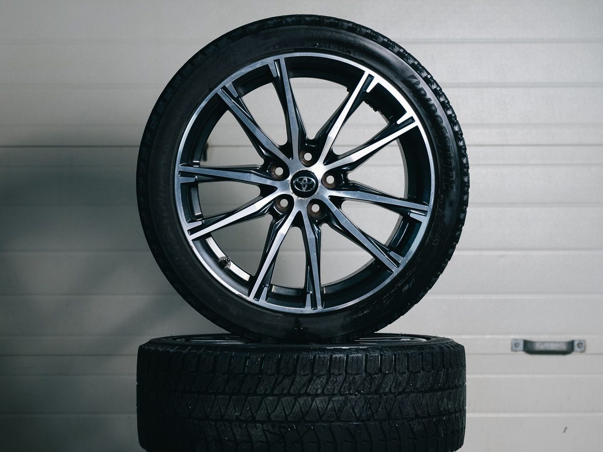 New tire mounted on an alloy wheel at a tire and wheel shop in North Little Rock Arkansas
